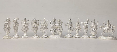 Pure Silver Vishnu Dashavataram Idol Set 95g